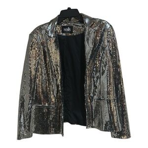Wallis Silver Mirror Sequin Blazer size 16